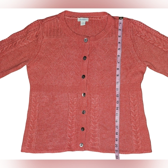 Sundance Womens Villa Cable Knit Coral Cardigan Sweater Size Medium - Picture 10 of 13